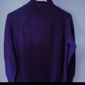 CHAPS funnel neck pullover sweater, purple, size XL